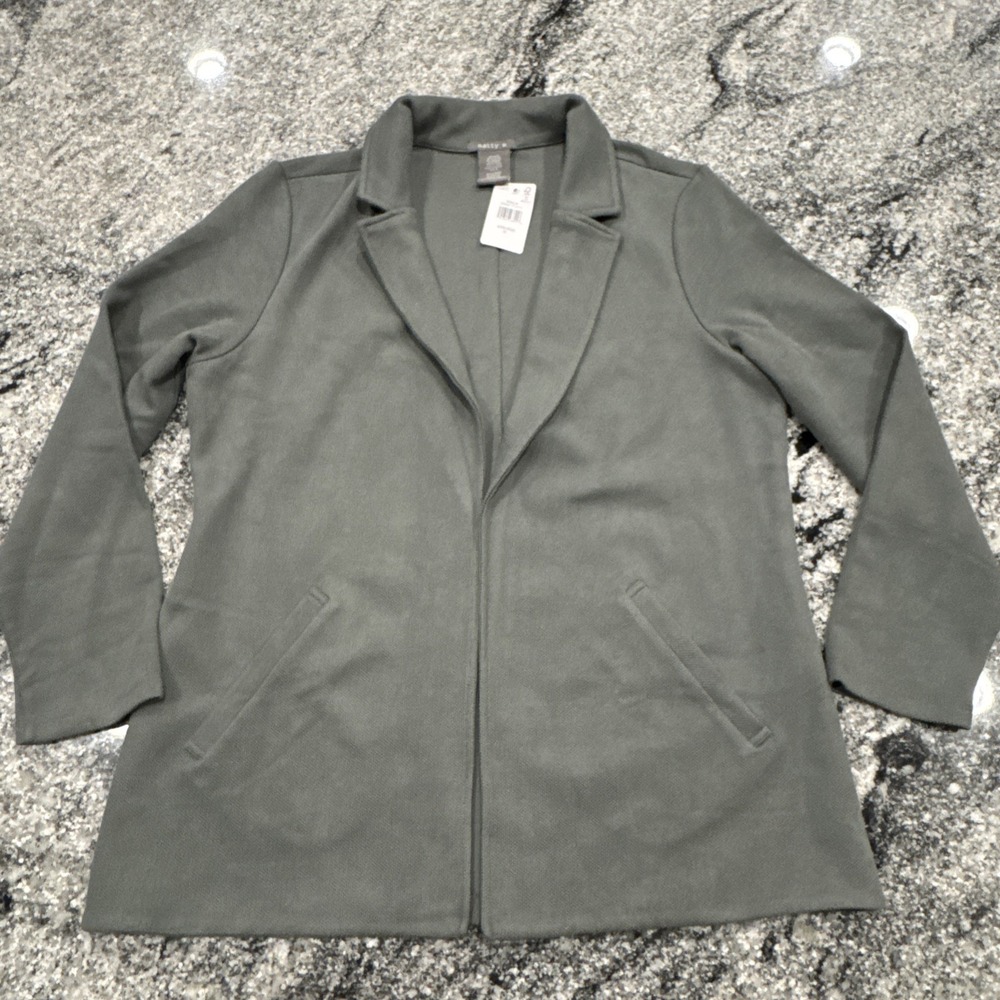 Matty M Ladies' Knit Boyfriend Blazer Extra Large Sage Green NWT #347